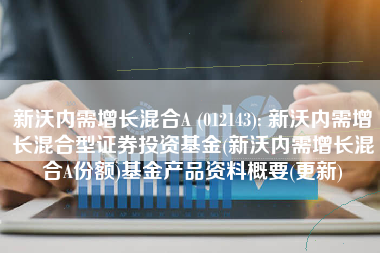 新沃内需增长混合A (012143): 新沃内需增长混合型证券投资基金(新沃内需增长混合A份额)基金产品资料概要(更新)